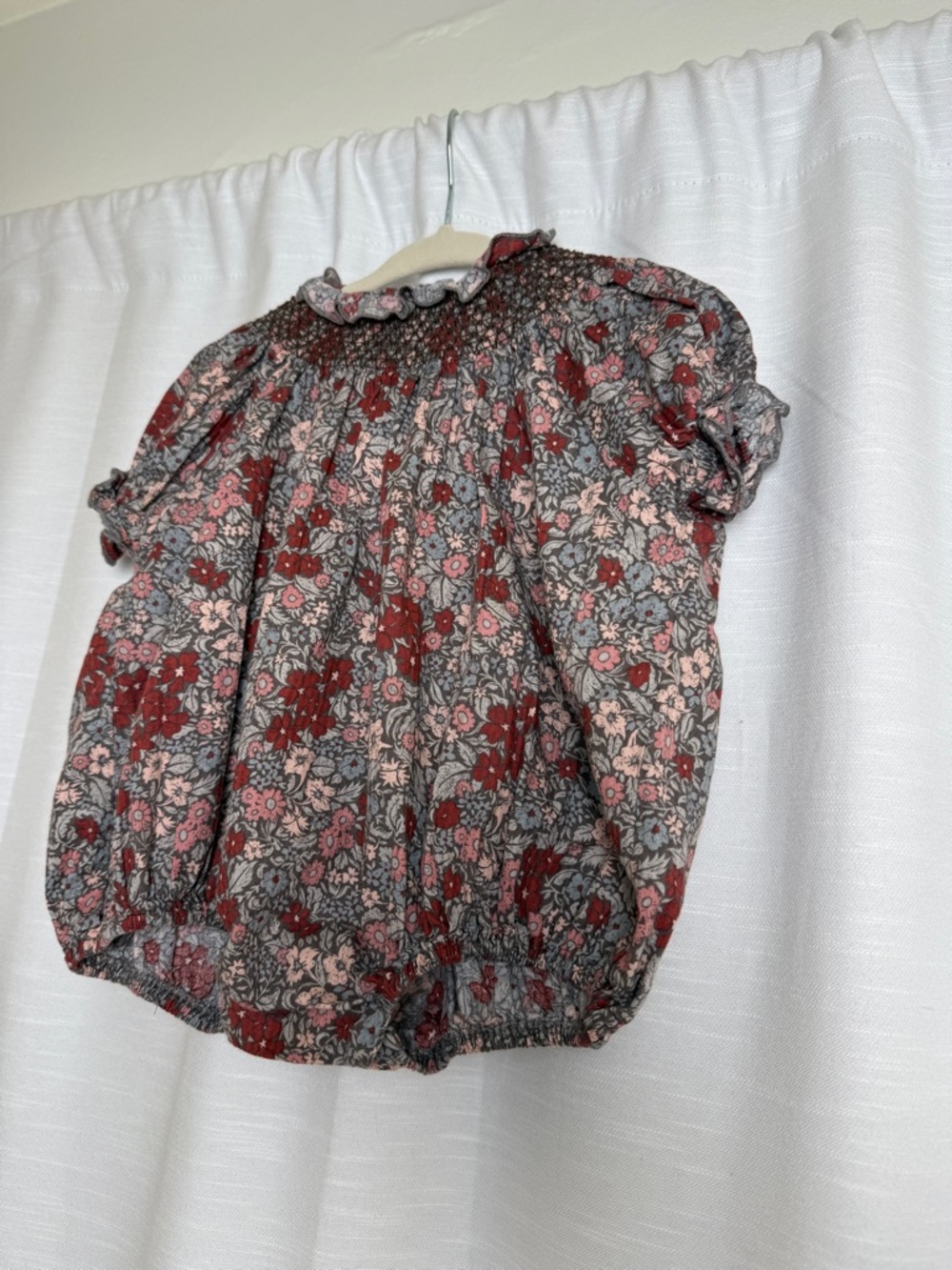 Noralee Floral Smocked Bubble Romper Baby Girl Boutique Outfit | Size 6M - Picture 6 of 13
